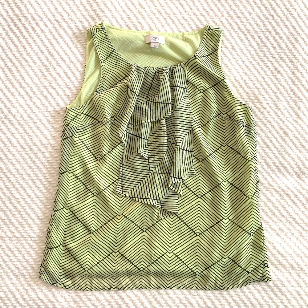 LOFT S Chartreuse/Black Sleeveless Top
